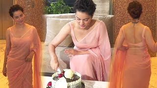 Kangana Ranaut H0T & B0LD Look In Saree On Her 32nd Birthday Celebration With Media