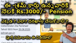 For E-Shram Card Holder can get 3000/- pension per month/what is the eligibility explained..