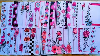 100 PINK💗 AND BLACK🖤 BORDER DESIGNS /PROJECT WORK DESIGNS/SIDE BORDER DESIGN/TRENDING BORDER DESIGNS