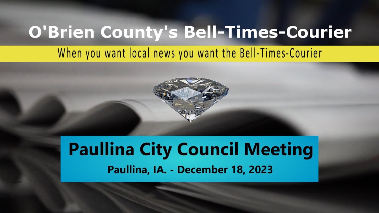 Paullina City Council December 18, 2023 YouTube