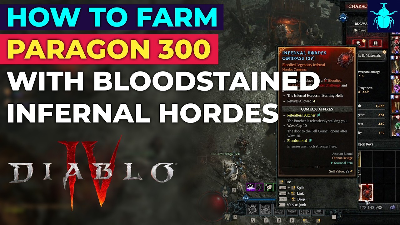 Diablo 4: How to Farm Paragon 300 in S12 with Bloodstained Infernal ...