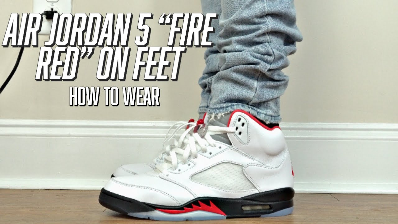 jordan fire red 5 outfit