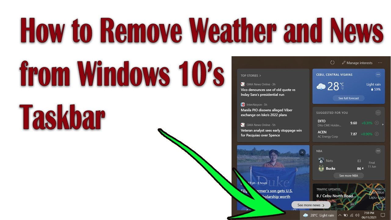 How To Remove Weather News And Interests From Windows 10 s Taskbar
