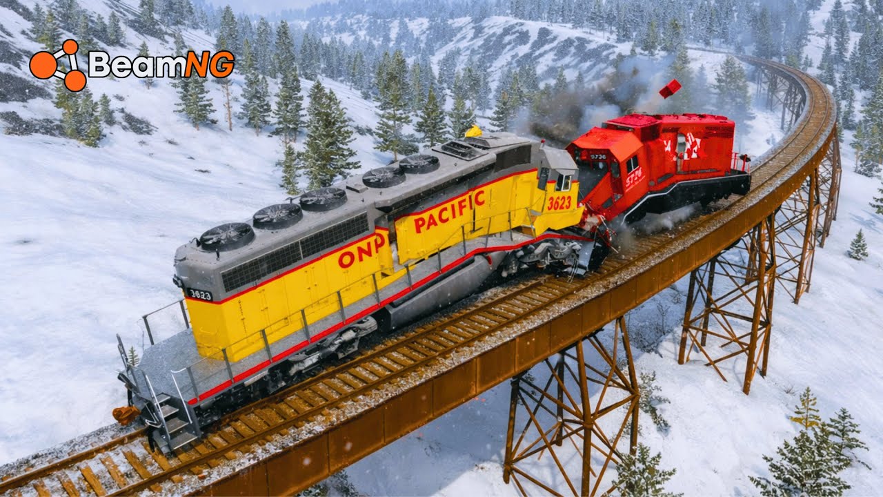 🚆❄️ TABRAKAN 2 KERETA DI MUSIM SALJU! | BEAMNG DRIVE REALISTIC CRASH | EPS 23