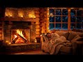 Relaxing Forest Snowstorm and Cozy Cabin Fireplace for Deep Sleeping 🌙🌲