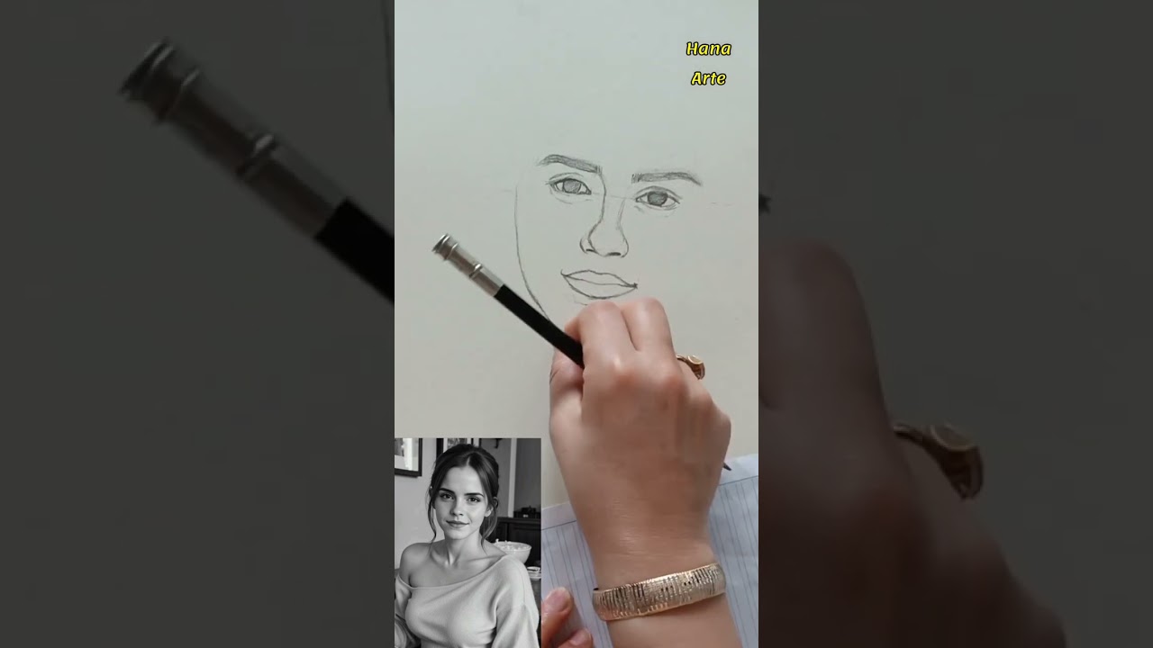How to draw Emma Watson portrait using Hana arte method 😍/easy tutorial