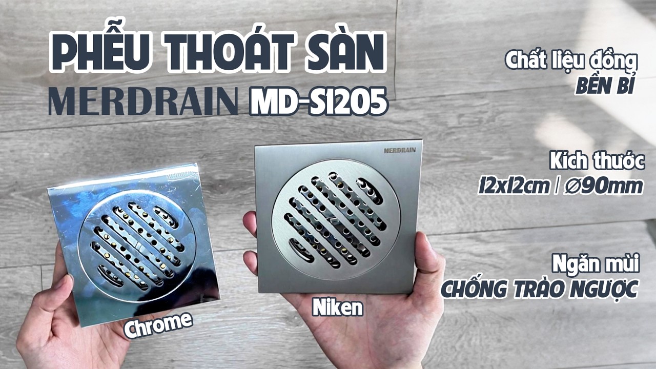 Phễu thoát sàn 12x12cm MERDRAIN MD-S1205