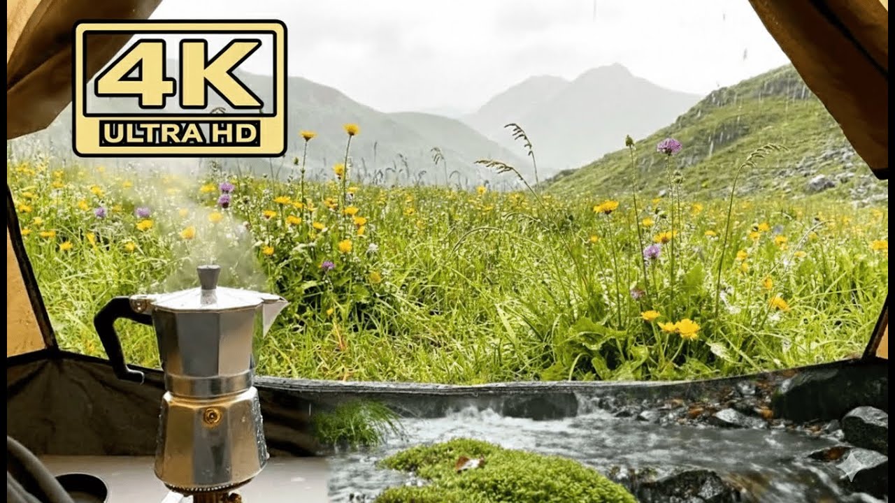 🌧️ Cozy Rainy Forest Ambience | 5 Hours | Relaxing Rain Sounds from Tent | 4K