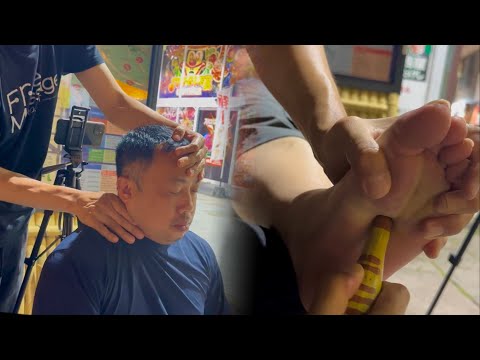 ASMR MAXガチガチアメリカ人に肩もみと足つぼ！旅行の疲れを癒すよ！