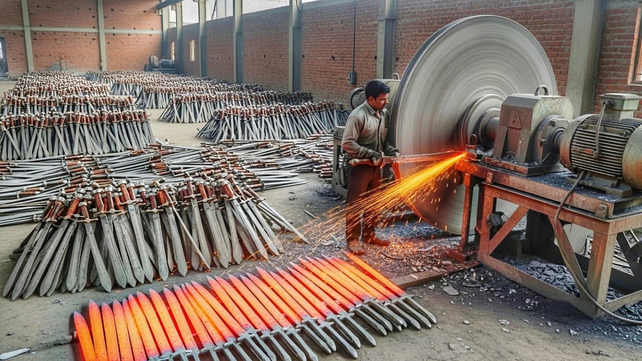 Process Of Making Amazing Sword. From Crafting Stainless Steel Sheet. In Swords Factory