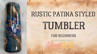 Rustic Patina-Styled Western Glitter Tumbler for Beginners using Spray Paints and Foil.