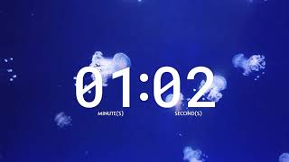 🌊 Jellyfish in Blue Water 3 Minute Countdown Timer - Calm Meditation Music
