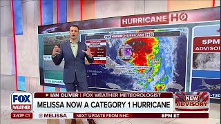 Melissa now a Category 1 hurricane as it treks across The Bahamas