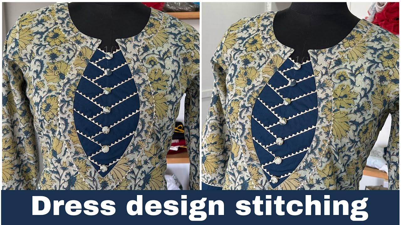 Dress design cutting and stitching neck design pleated and lace