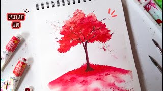 Crimson Red Tree Painting Technique / Simple Watercolor Monochrome Painting Step by Step / Paint It by Paint It With Shraboni 614 views 2 years ago 6 minutes, 2 seconds