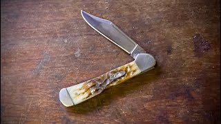 Case Mini-Copperlock in Amber Peach Seed Jigging Bone - 61749L SS