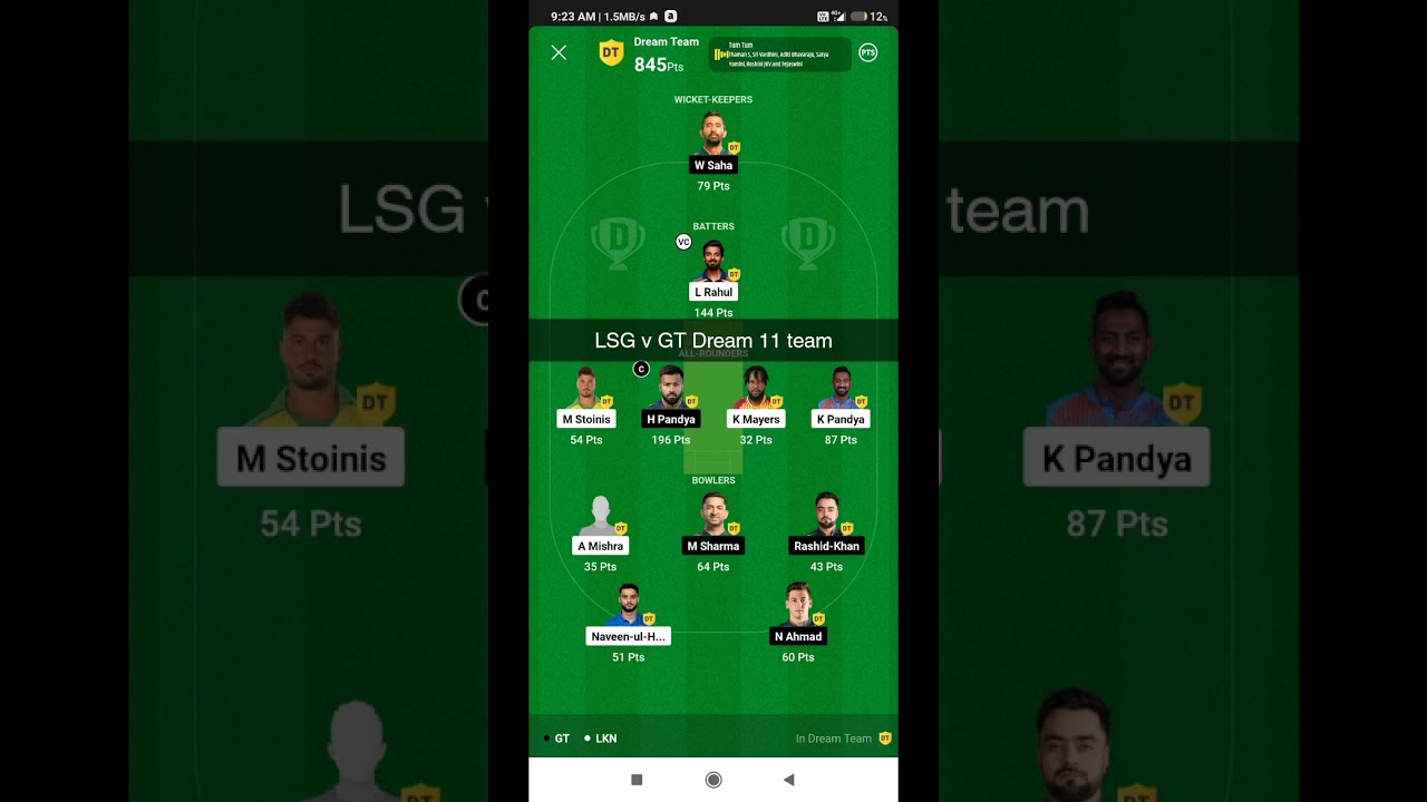 LSG vs GT Dream 11 team| ₹2Cr team| Lucknow vs Gujarat Dream 11 team| Dream 11