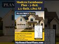 Modern Farmhouse Plan - 3 Bed, 2 5 Bath, 1,892 SF