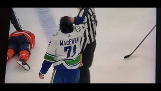 Zack Kassian Takes Scary Fall To The Ice After Fight With Zack MacEwen 