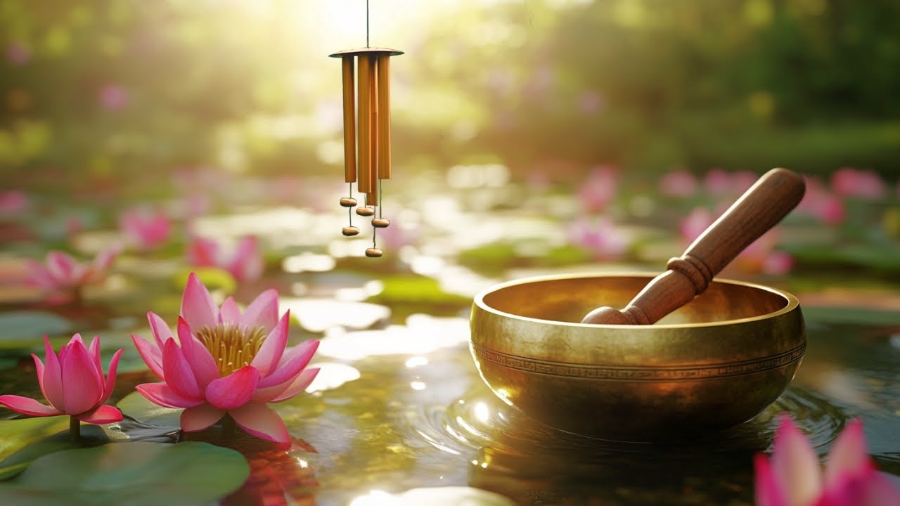 Tibetan Bowl 🧘‍♀️ Relaxing Water Sounds, Koshi Wind Chimes - Sleep ...