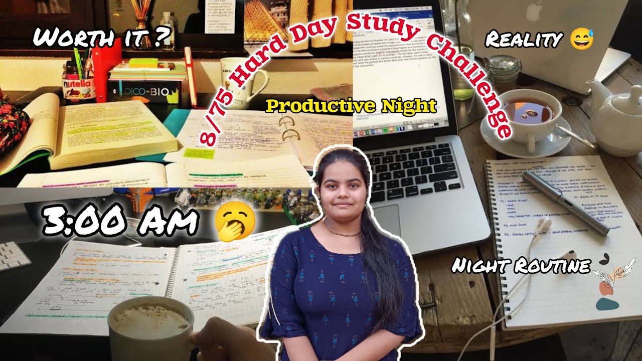 WHOLE NIGHT STUDY VLOG । Day 8 study vlog । 8/75 Hard Day Study ...