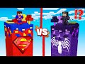 ماين كرافت : حـرب ابراج الأبطال الخارقين ولكن برج فينوم ضد برج سوبرمان !!؟ 🔥😱