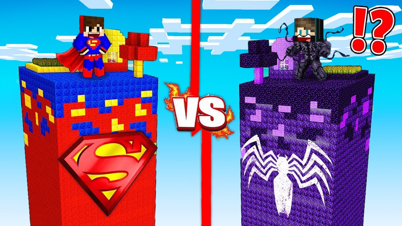 ماين كرافت : حـرب ابراج الأبطال الخارقين ولكن برج فينوم ضد برج سوبرمان !!؟ 🔥😱