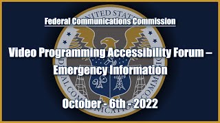 Video Programming Accessibility Forum – Emergency Information