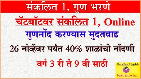 चॅटबॉटवर संकल‍ित मूल्यमापन चाचणी 1, गुण Online भरण्यास मुदतवाढ #swiftchat