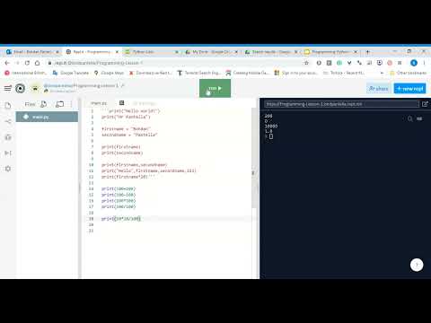 Programming Lesson 1 Part 3 calculations and BIDMAS
