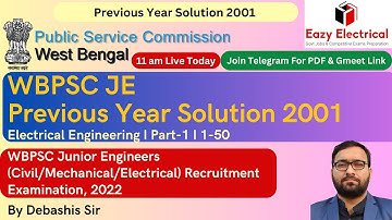 WBPSC JE Previous Year Solution 2001 I WBPSC JE Recruitment 2022 I Part-1