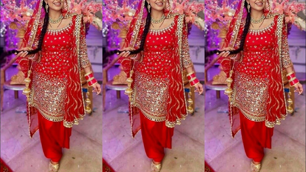 Red Karva Chauth Palazzo Suit In Chinnon SFFK8104 – Siya Fashions