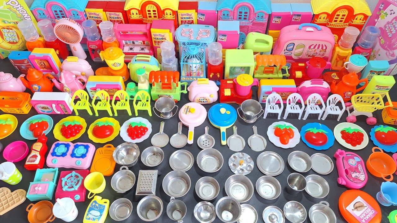 Oddly Satisfying I Unpacking kitchen set AND mini kitchen Steel accessories , ASMR sounds