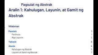 Yunit 2: Pagsulat ng Abstrak | Aralin 1: Kahulugan, Layunin, at Gamit ng Abstrak