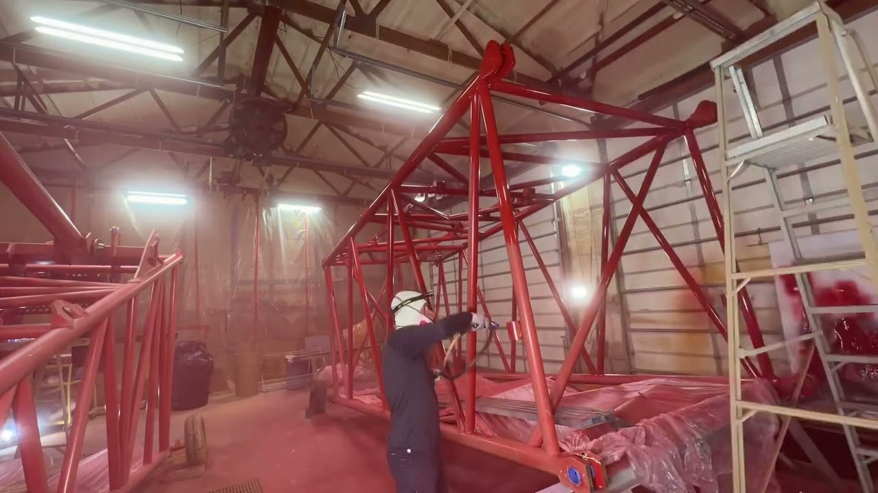 Manitowoc Crane Tower Repainting. Interthane 990 2 part polyurethane.