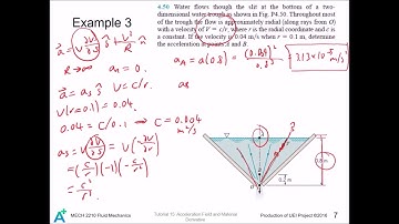 MECH 2210 Fluid Mechanics Tutorial 15 - Acceleration field and material derivative