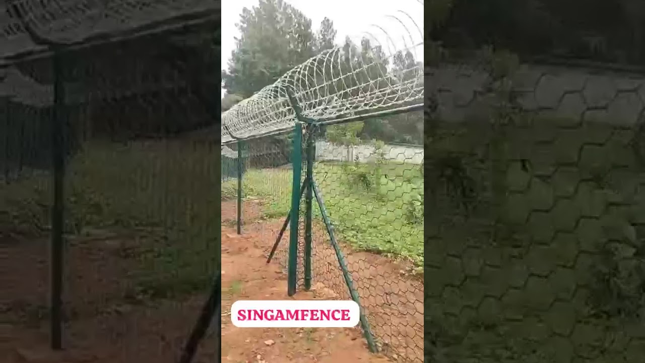 PVC Coated Honeycomb Mesh Fence after installation #chainlinkfence #fencecontractor #honeycomb #mesh