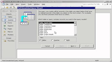 المعالج Find Unmatched Query Wizard Access 2003