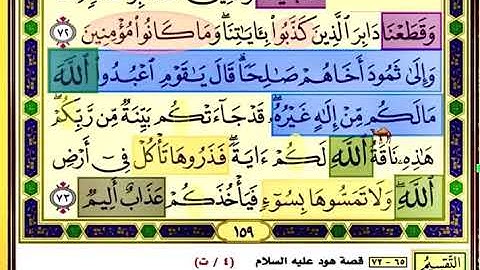 باقي صفحة 159 من سورة الاعراف الايات من 72:73 مكررة بصوت الشيخ محمود الحصري