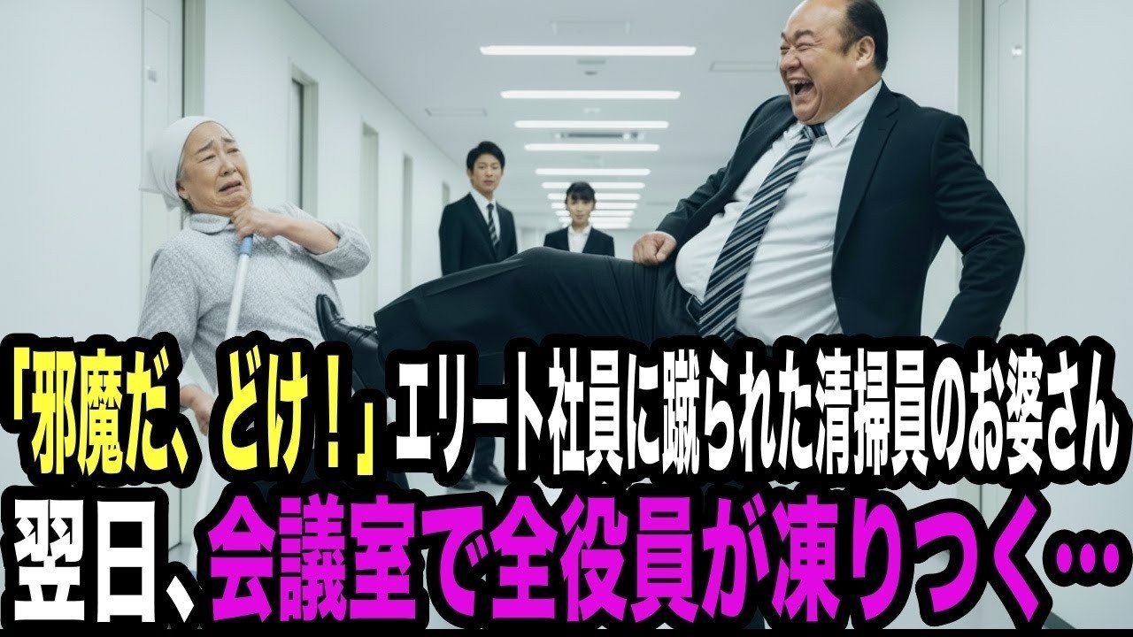 「邪魔だ、どけ！」エリート社員に蹴られた清掃員のお婆さん。翌日、全役員緊急招集で会社中が凍りつく…