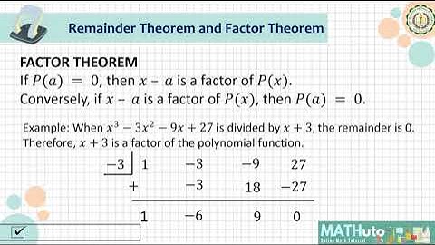 Math 10 - Quarter 1 Module 9 - The Remainder and Factor Theorem