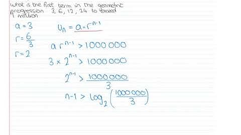 Geometric Sequences first term exceeding a value