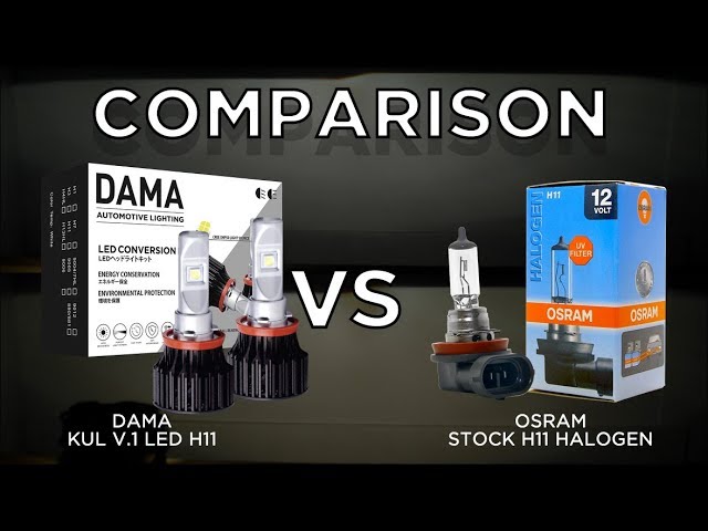 DAMA KLV LED KIT vs. Osram H11 halogen light comparison & DIY