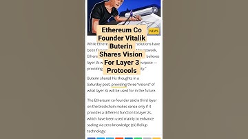 Ethereum Co Founder Vitalik Buterin Shares Vision Layer 3 Protocols #ethereum #crypto #cryptonews