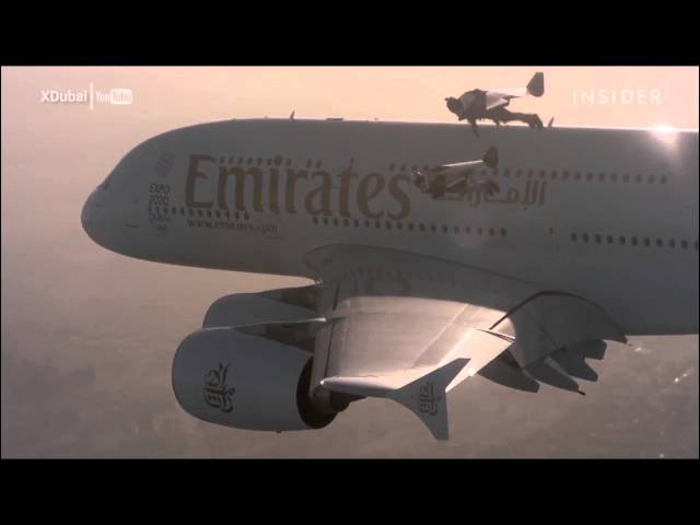 Watching two men flying jetpacks alongside an Airbus A380 is the most  awesome thing you'll see today