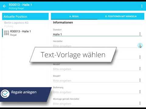 Update New Regale anlegen - Software Regalprüfung DIN EN 15635 für Android Smartphone und Tablet