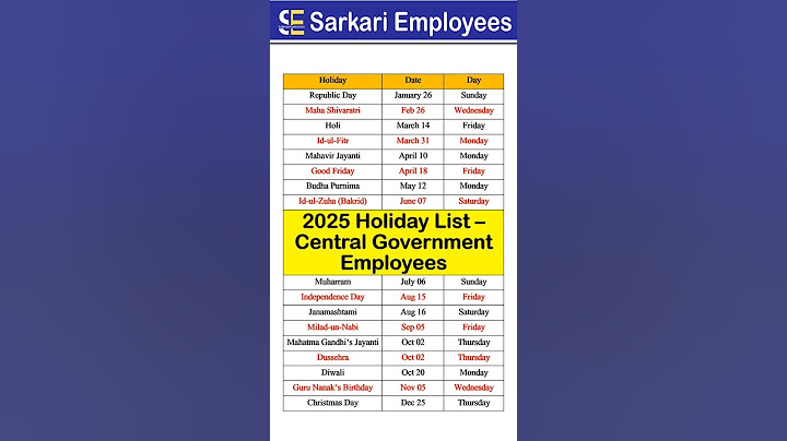 2025 Holiday List for Central Govt Employees #leave