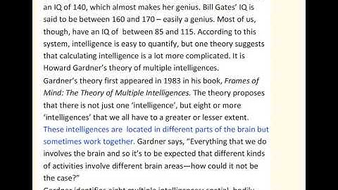 The Theory of Multiple Intellegences (Text) Action 10 Module 6