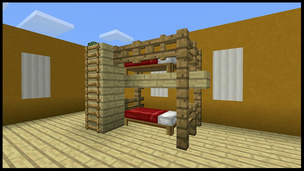  Minecraft  pe  How to make a Bunk  Bed  YouTube