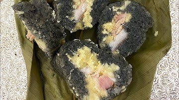 Bánh chưng đen đặc sản ngày  Tết của đồng bào dân tộc Tày, cách gói bánh chưng gù đẹp, đơn giản